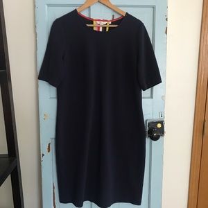 Boden navy with colorful stripe dress